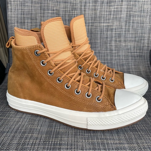 Converse Chuck Taylor All Star Waterproof Boot High Tan Leather Sneakers Men’s 8 - Picture 1 of 10